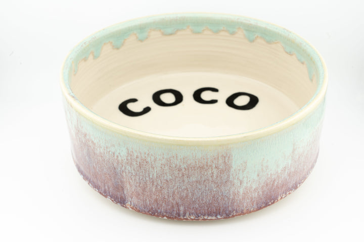 Ceramic dog bowl with &