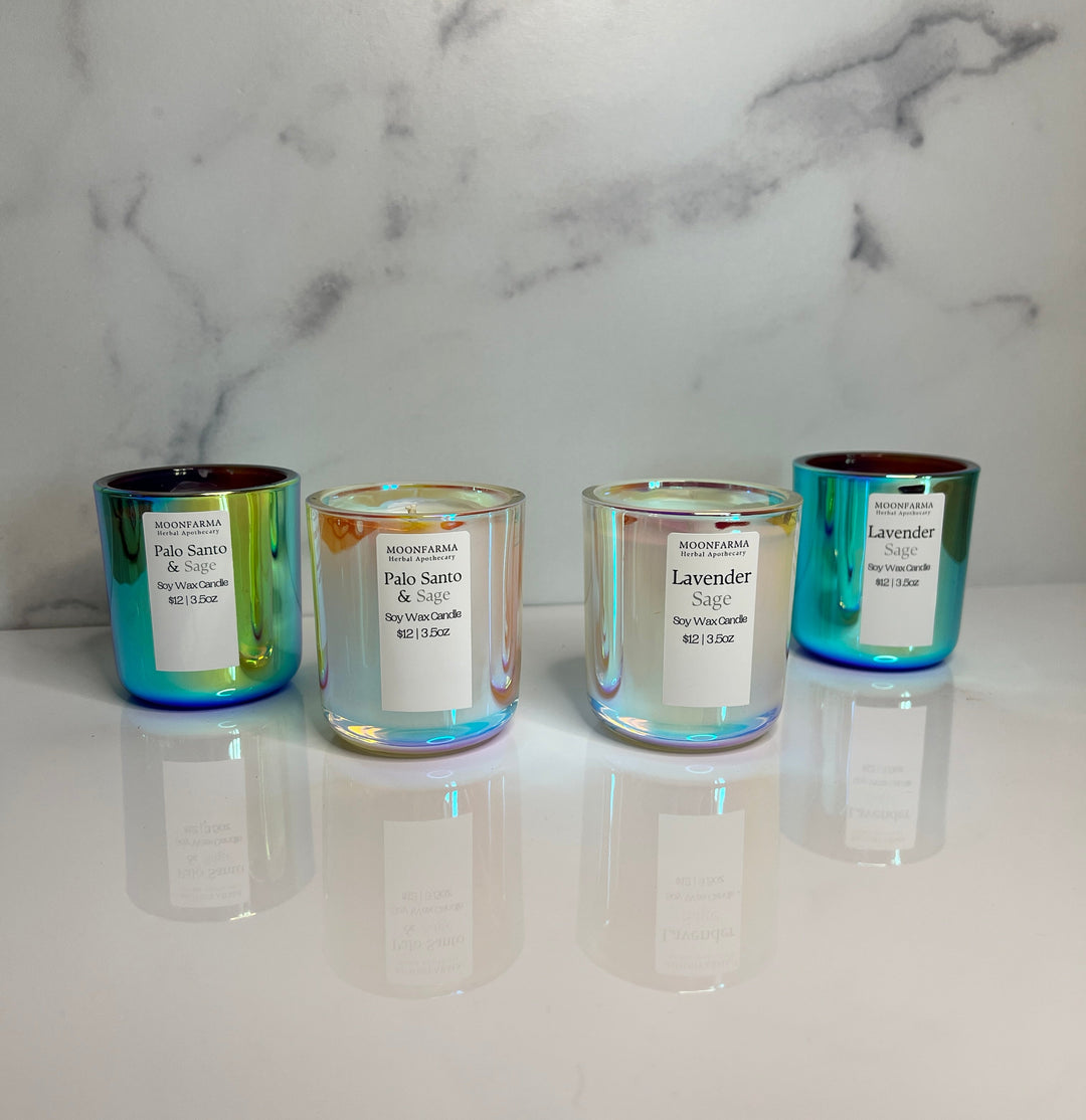 Soy wax candle variety set, 3.5 oz each, four glass jars with different scents