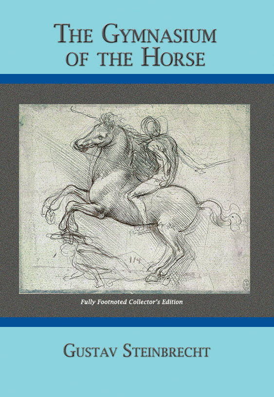 The Gymnasium of the Horse hardcover book cover close-up, rider-and-horse sketch