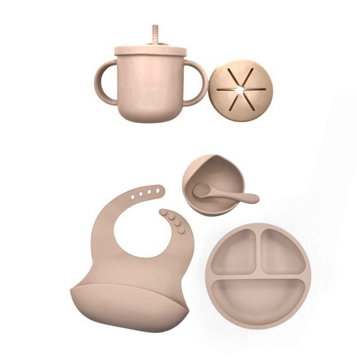 HeyPeacock Baby and Toddler Feeding Sets, Food-Grade Silicone (Brown)