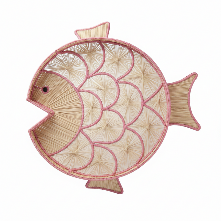 Fish Round Handwoven Decorative Iraca Tray