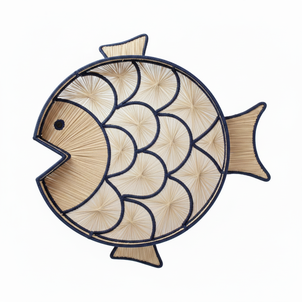 Fish Round Handwoven Decorative Iraca Tray