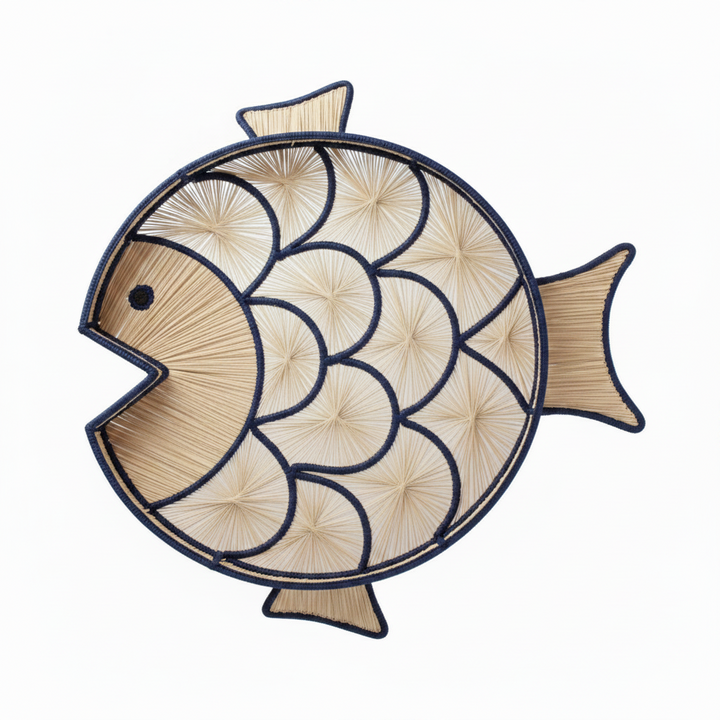 Fish Round Handwoven Decorative Iraca Tray