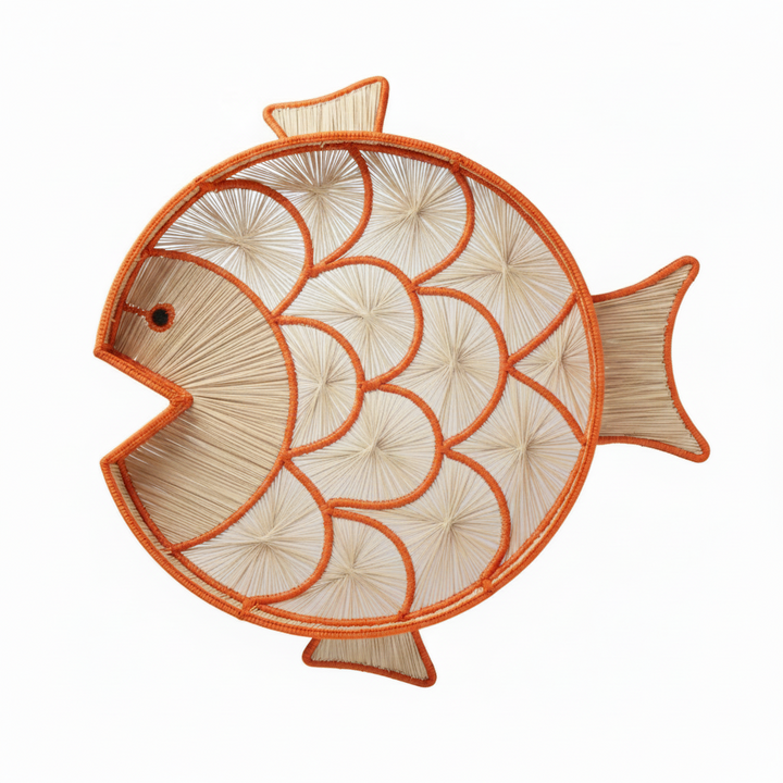 Fish Round Handwoven Decorative Iraca Tray