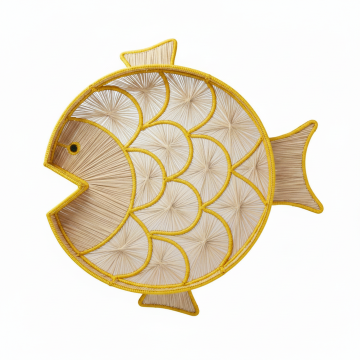 Fish Round Handwoven Decorative Iraca Tray