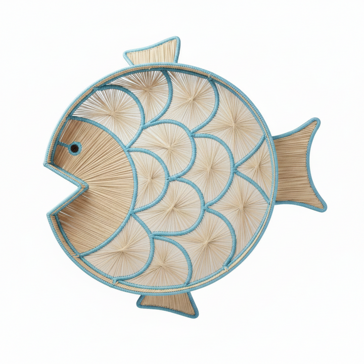 Fish Round Handwoven Decorative Iraca Tray