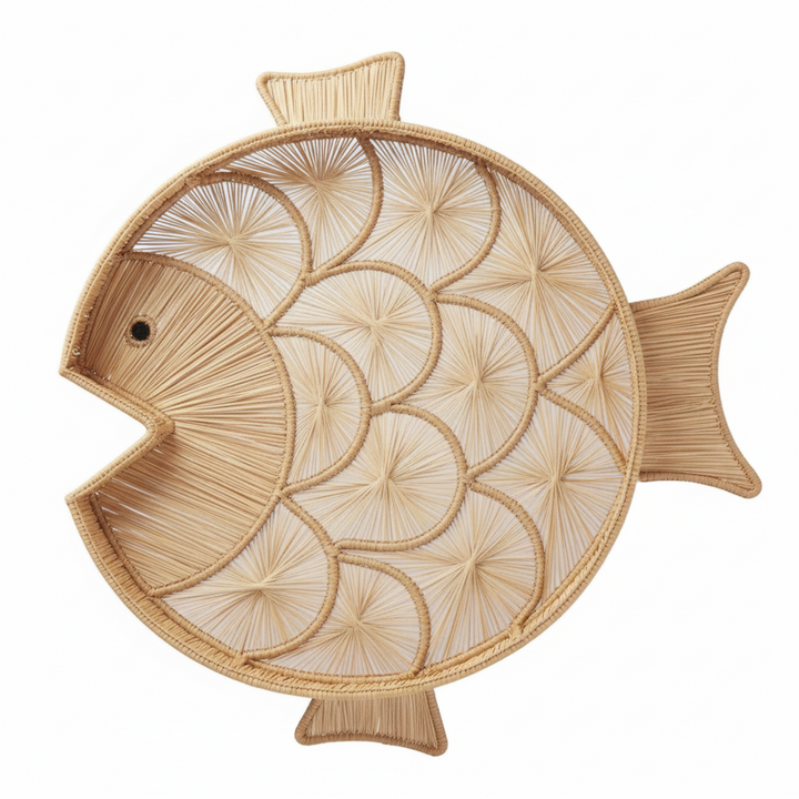 Fish Round Handwoven Decorative Iraca Tray