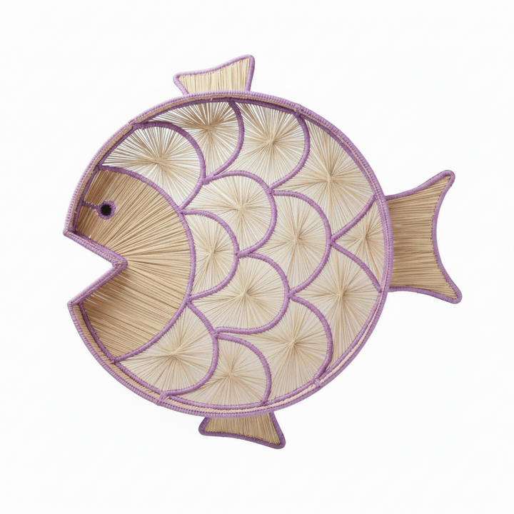 Fish Round Handwoven Decorative Iraca Tray
