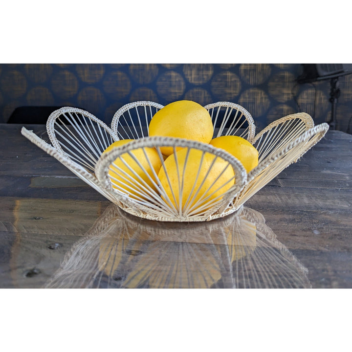12" Scalloped Handwoven Iraca Bread Basket — Basket, [material], MacondoForever