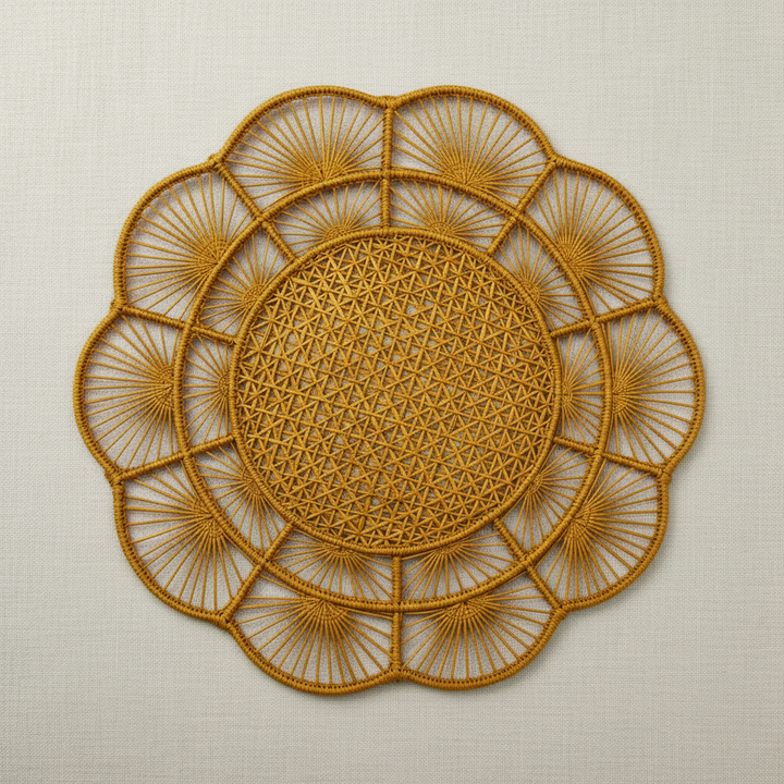 Petal Perfection Handwoven Iraca Placemat — Placemats, [material], MacondoForever