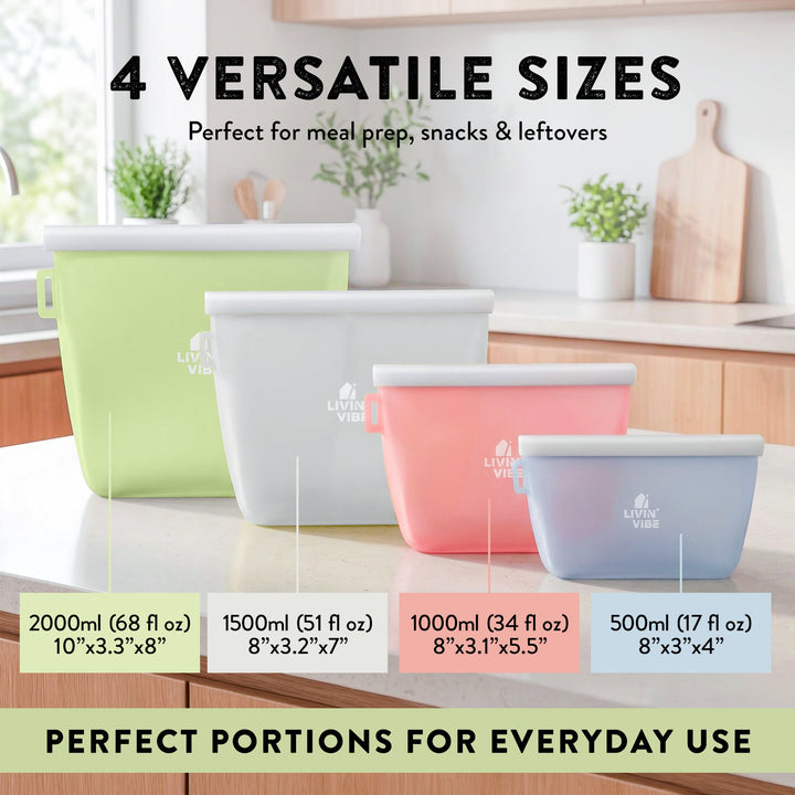 Reusable Silicone Storage Bags (Set of 4)