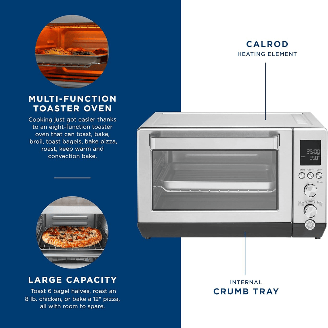 GE Digital 6‑Slice Convection Toaster Oven—Stainless Steel