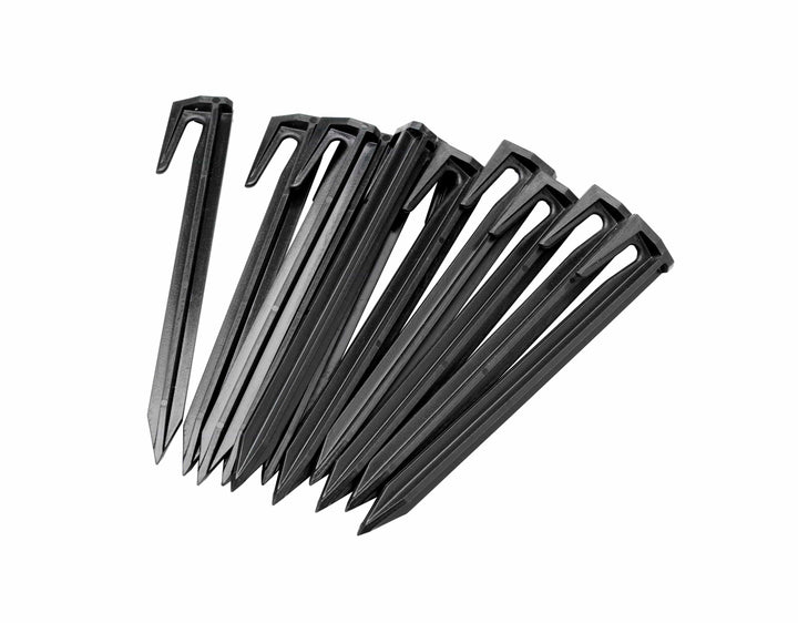 Metal staples with U-shaped heads, black finish, angled set