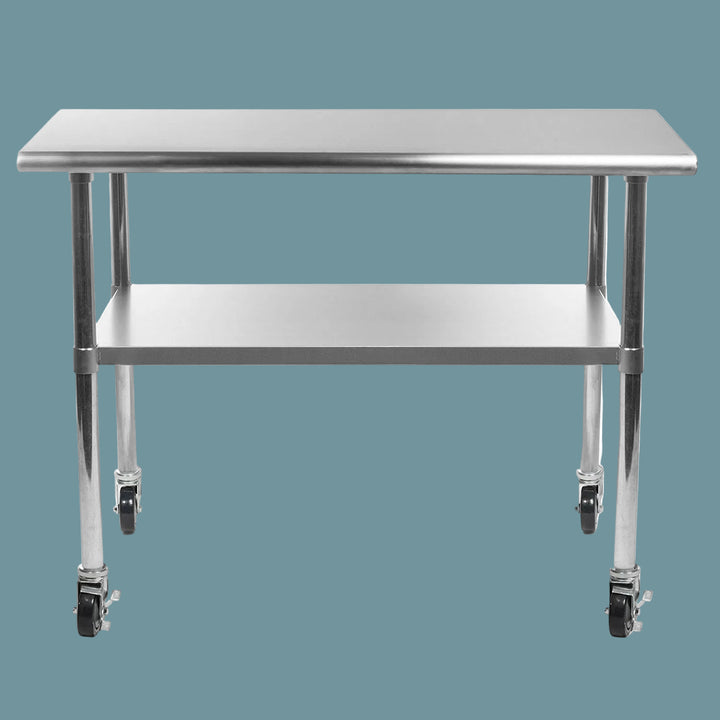 Stainless Steel 48 x 24-inch Kitchen Prep Table with Casters