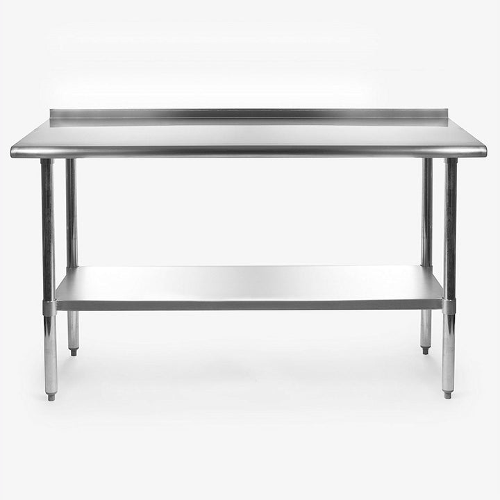 Stainless Steel 60 x 24-Inch NSF Certified Work Table with Backsplash