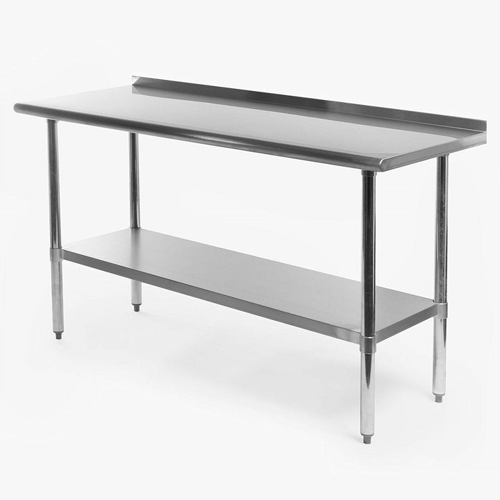 Stainless Steel 60 x 24-Inch NSF Certified Work Table with Backsplash