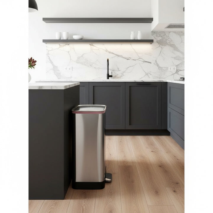 Sturdy Stainless Steel 20-Gallon Kitchen Trash Can with Step-on Lid