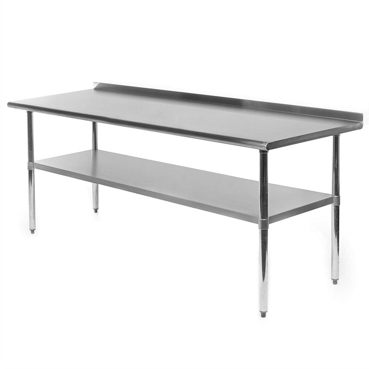Stainless Steel 72 x 30-inch Kitchen Work Table with Backsplash
