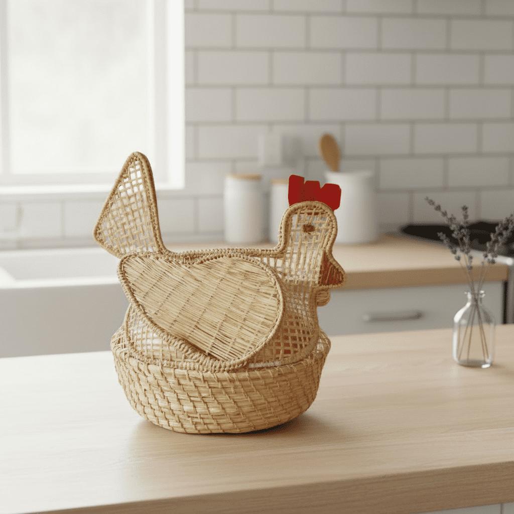 Hen Handwoven Iraca Egg Basket — Basket, [material], MacondoForever