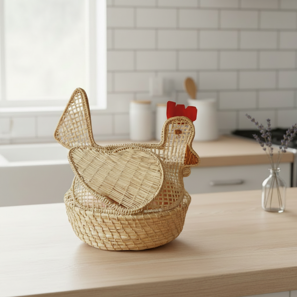 Hen Handwoven Iraca Egg Basket