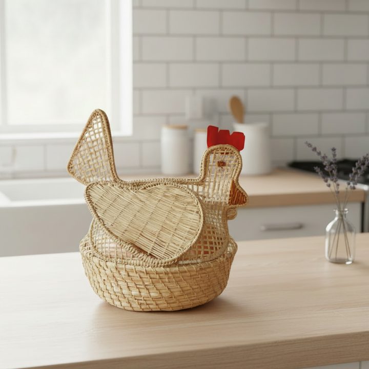 Hen Handwoven Iraca Egg Basket