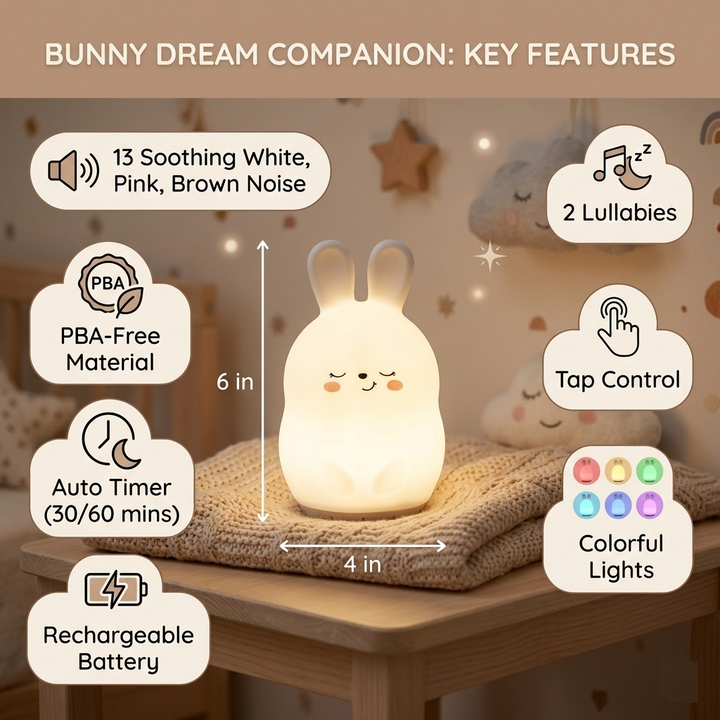 Sleeping Pal Night Light Sound Machine - 'Bonnie' The Bunny