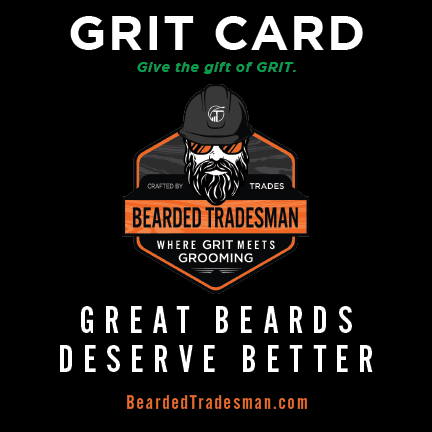 Grit Card gift card with bearded tradesman badge, hat logo, and &
