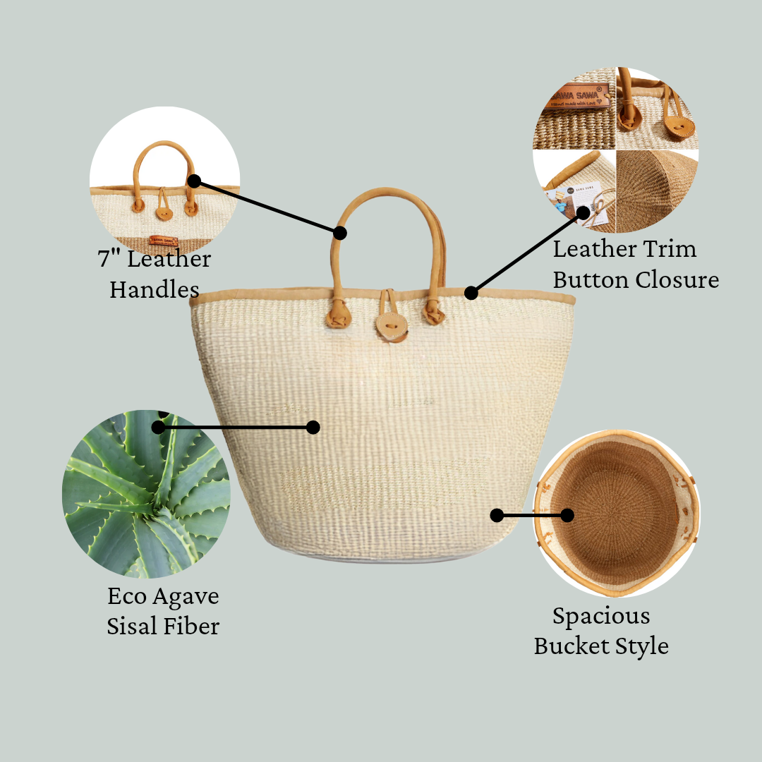 Earth Stripes Handmade Sisal Market Tote Bag