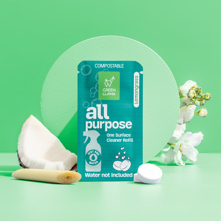 All-purpose one surface cleaner refill pouch with lemongrass scent, water not included