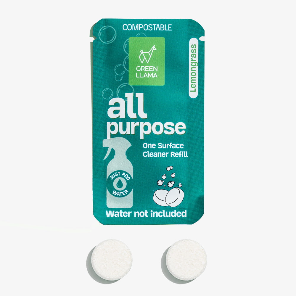 All-purpose surface cleaner refill pouch with lemongrass and two refill tablets