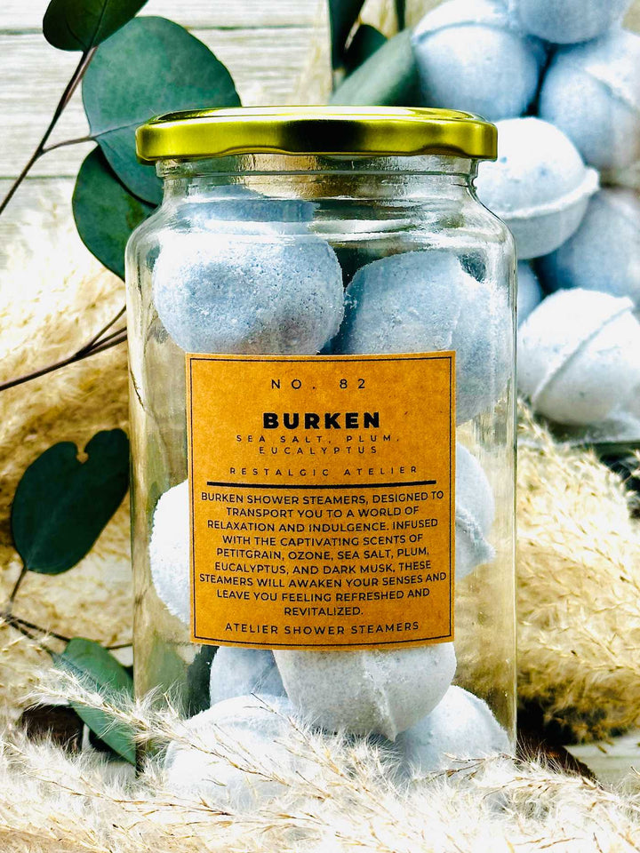 Aromatherapy shower steamer jar with Burken shower steamers