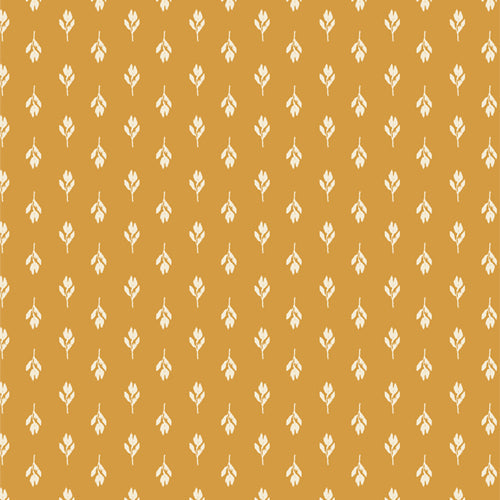 Bowl cover set fabric with wheat stalk pattern in mustard gold and cream.