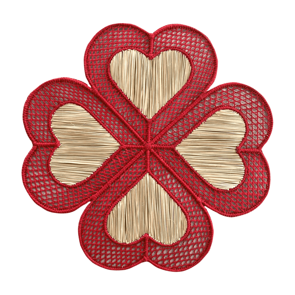 Heart Clover Handwoven Iraca Placemat — Placemats, [material], MacondoForever