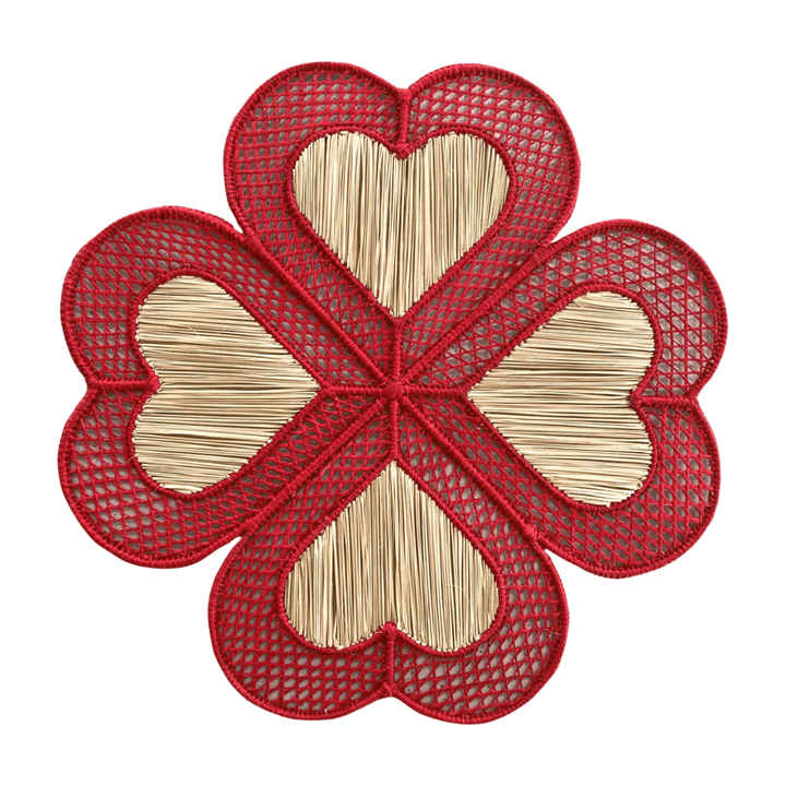 Heart Clover Handwoven Iraca Placemat — Placemats, [material], MacondoForever