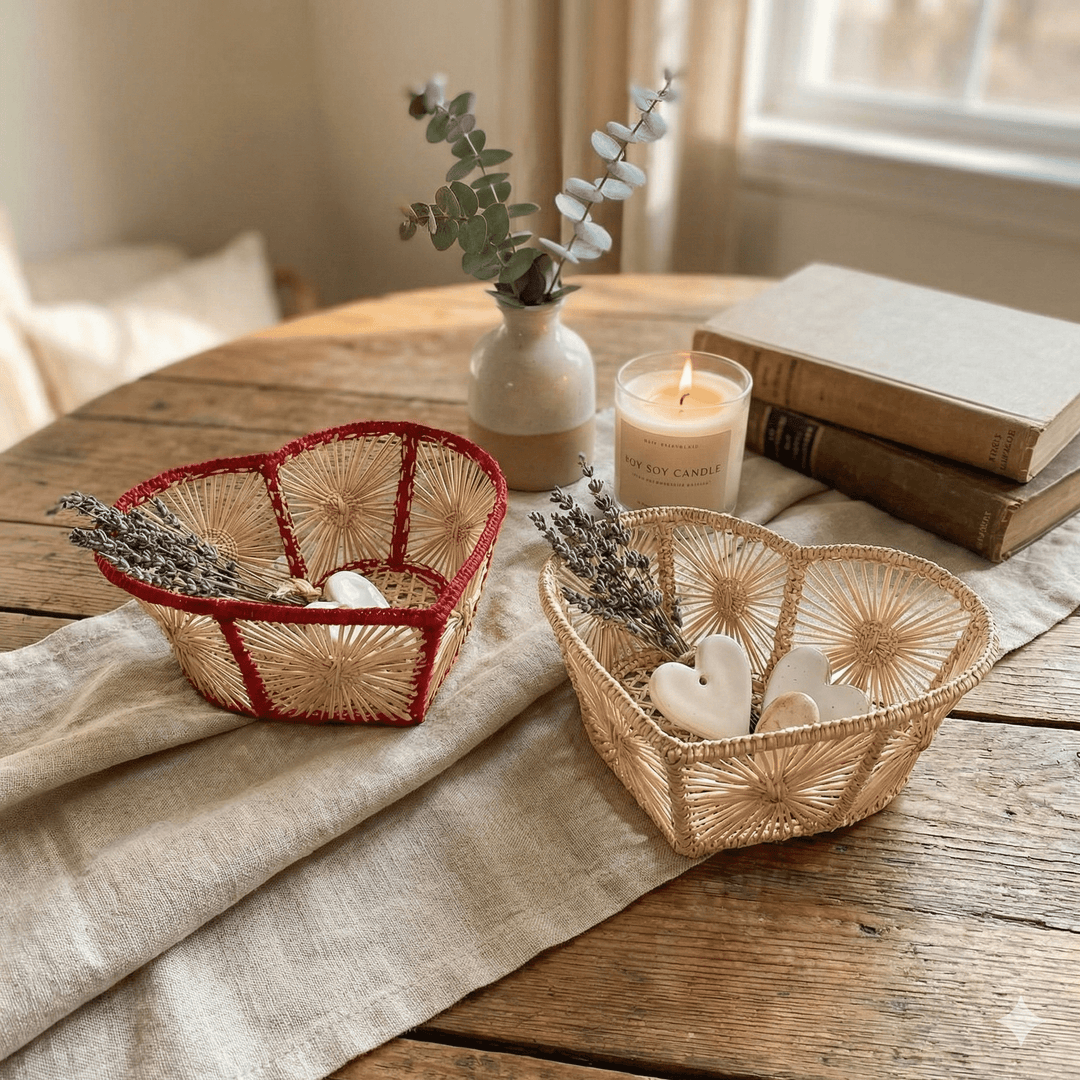 Heart Handwoven Iraca Palm Basket — Basket, [material], MacondoForever