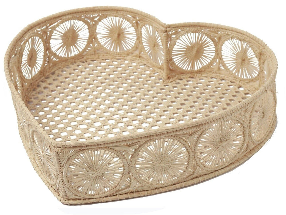 Heart-Shaped Handwoven Iraca Decorative Tray — Tray, [material], MacondoForever