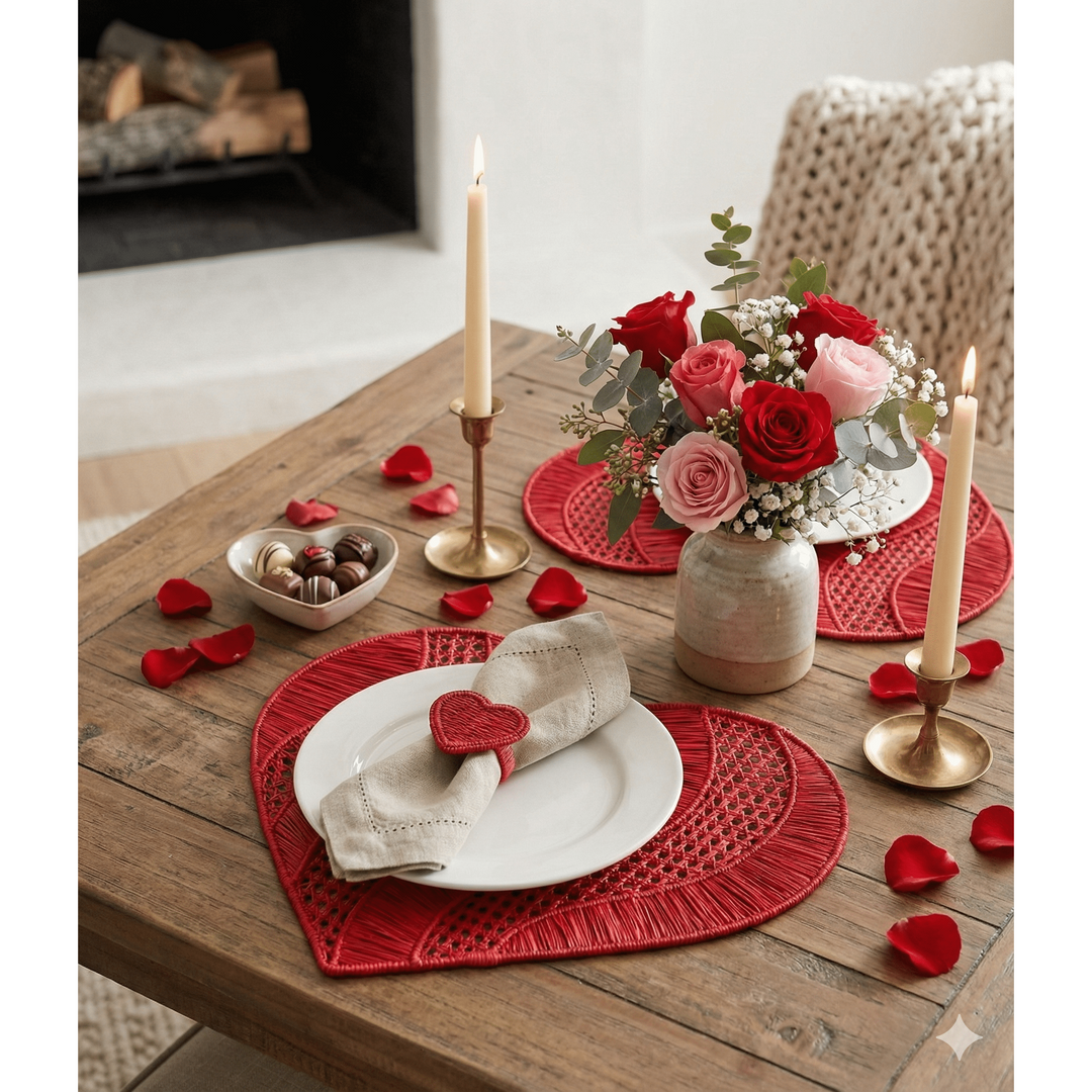 Heart Waves Handwoven Iraca Placemat — Placemats, [material], MacondoForever