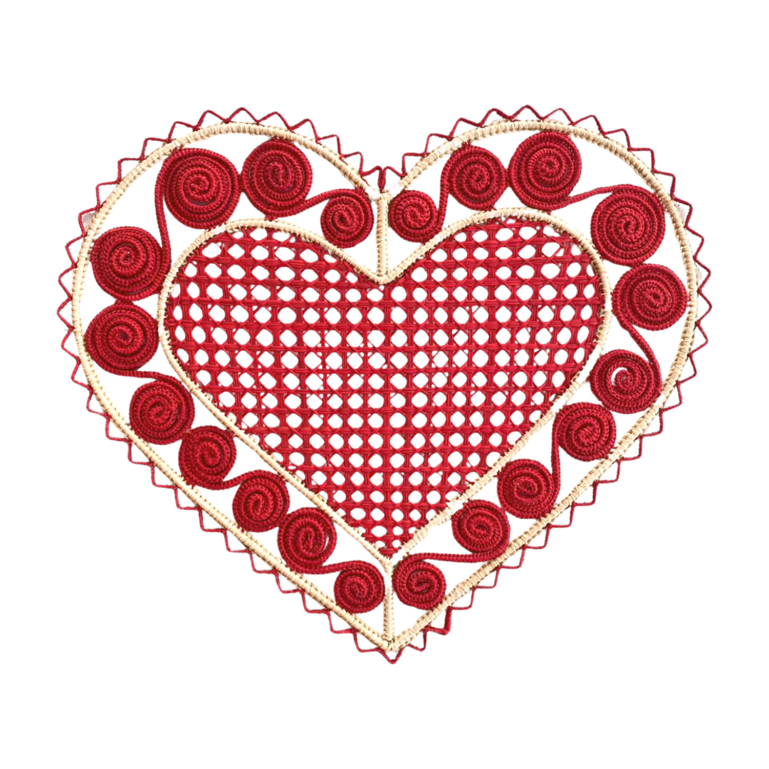 Heart Caracol Handwoven Iraca Placemat