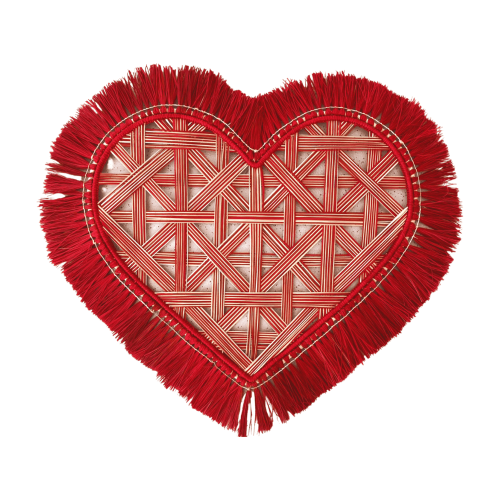 Heart Fringe Handwoven Iraca Placemat — Placemats, [material], MacondoForever