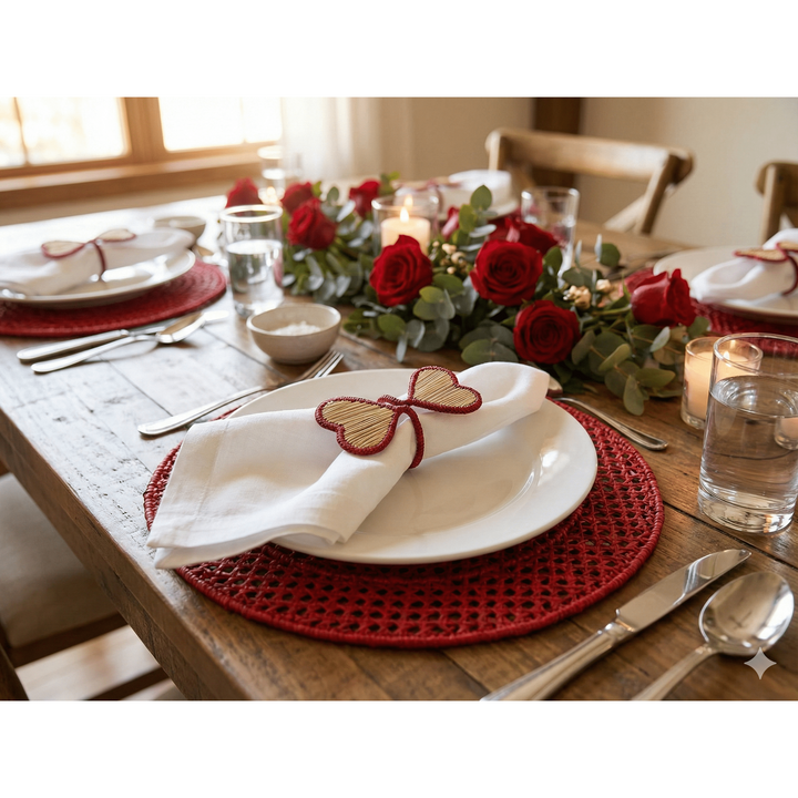 Heart to Heart Handwoven Iraca Napkin Ring — Napkin Rings, [material], MacondoForever