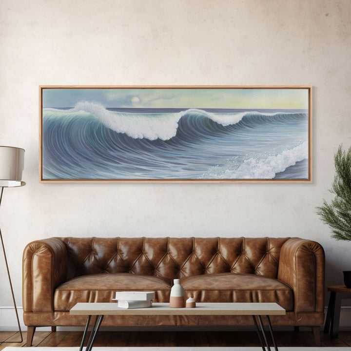 Ocean Waves Wall Art Canvas Print, Minimalist Ocean Art, Seascape Wall Decor, Green Ocean Wall Art, Panoramic, Wall Art, Canvas Print