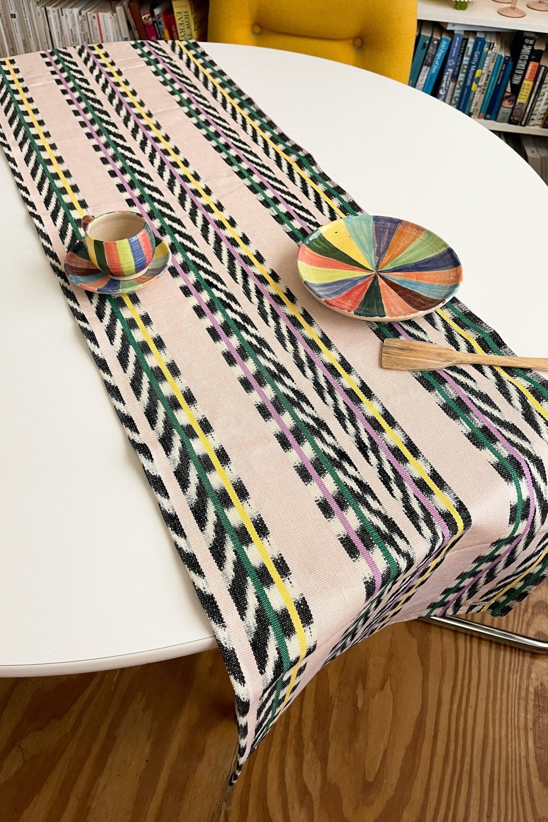 Solana Multicolor Ikat Heavy Cotton Table Runner (Guatemala)