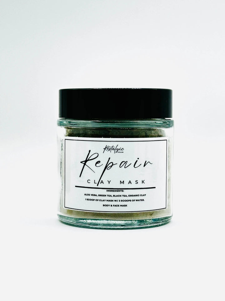 Hyperpigmentation correction kit Repair clay mask jar with green-trim lid