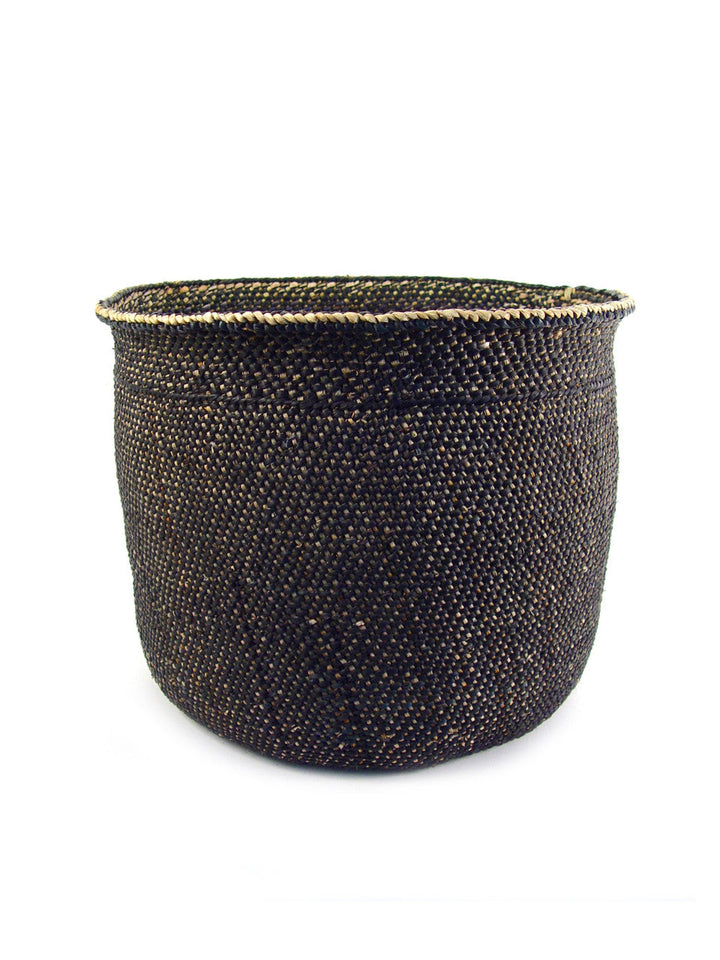 Dark woven Iringa basket with wide open rim