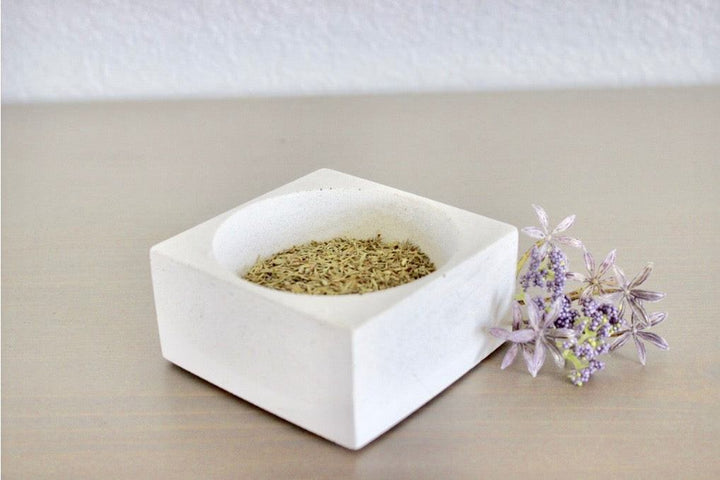 Concrete Square Pinch Bowl: White — Serveware, [material], Port Living Co.
