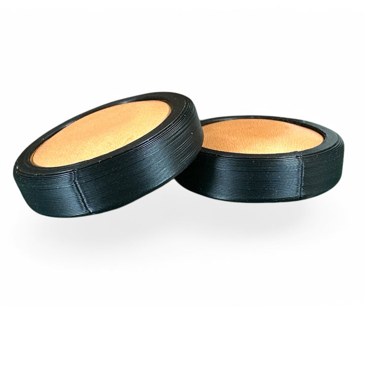 Fidget toy moon discs, gold inner with black outer, two-piece pair
