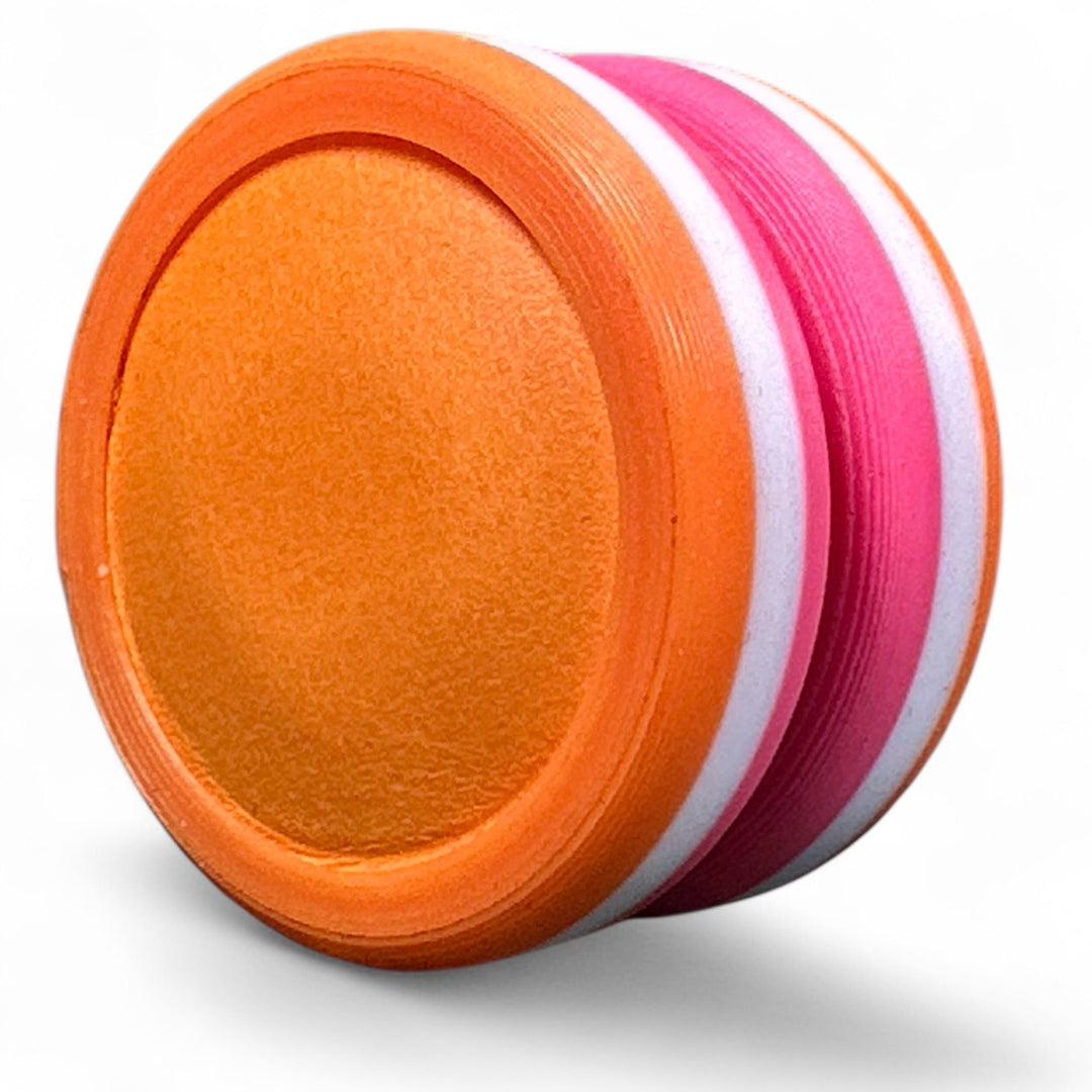 Pride Moons orange and pink striped oval discs with white center layer