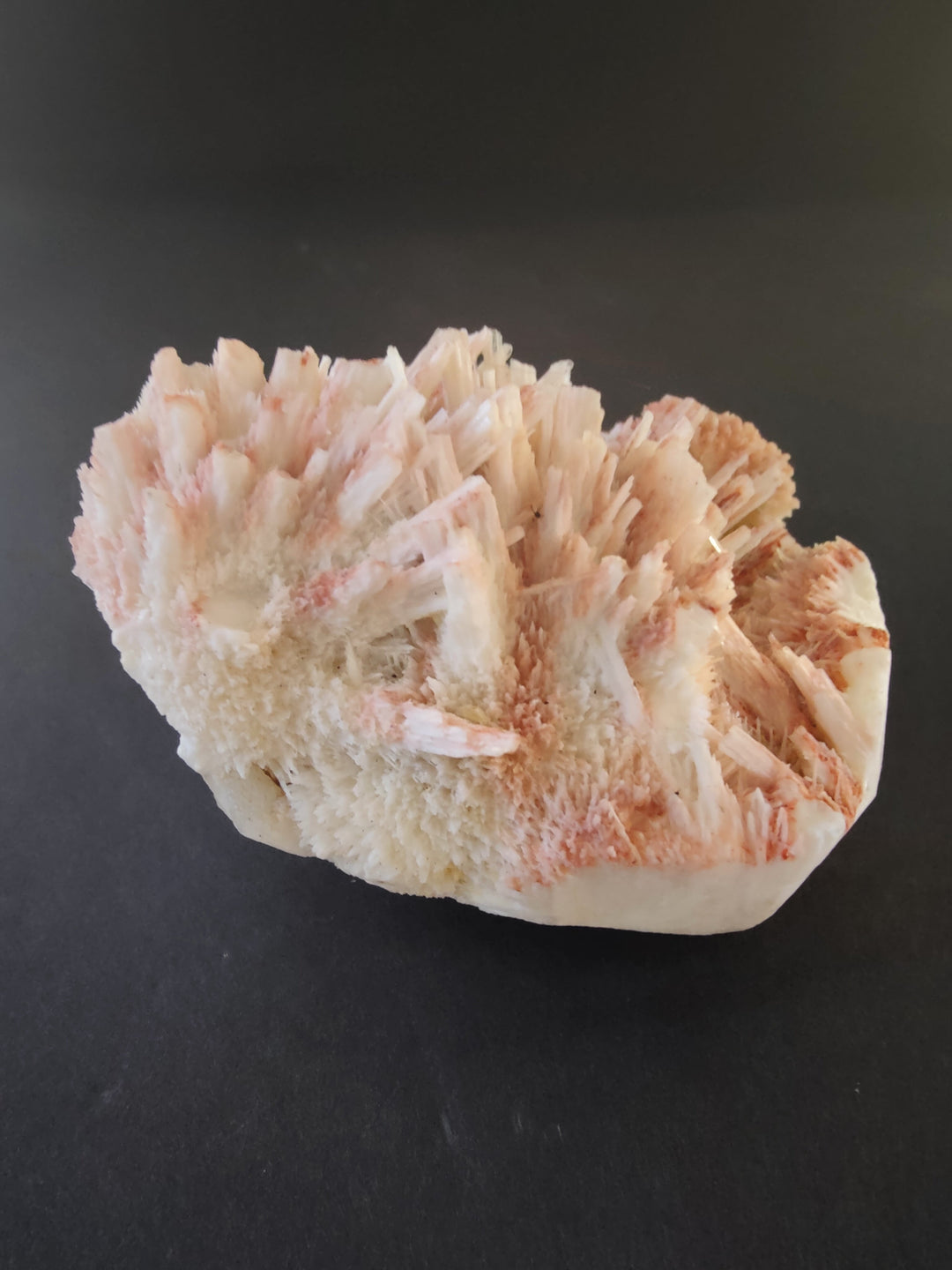 Mordenite and stilbite mineral specimen, pale peach needles with red-brown accents
