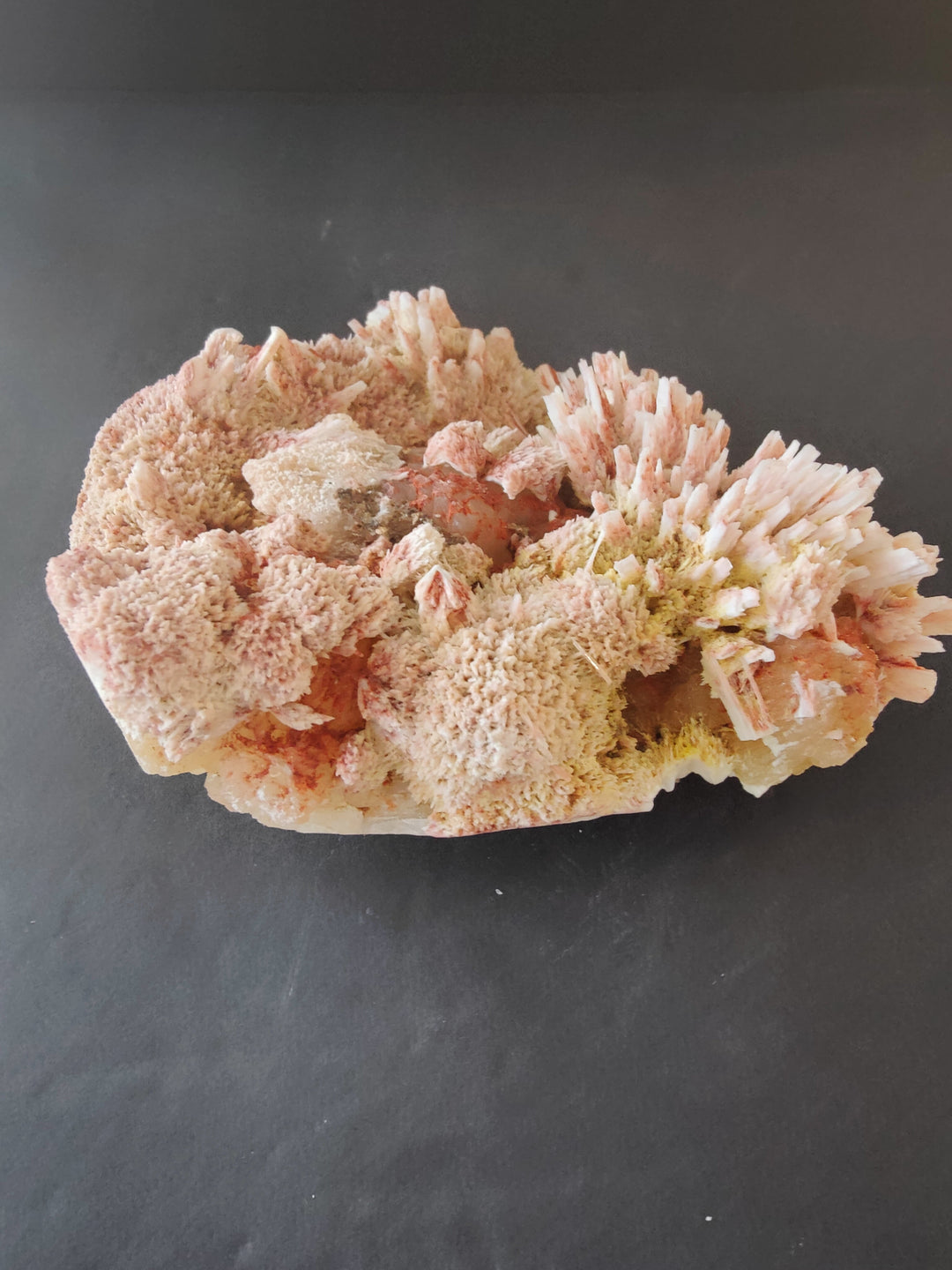 Mordenite and stilbite mineral specimen, beige and peach crystalline cluster