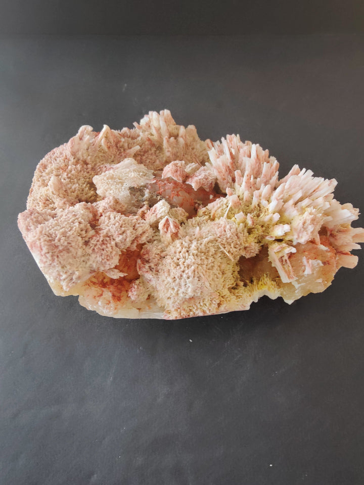 Mordenite and stilbite mineral specimen, beige and peach crystalline cluster
